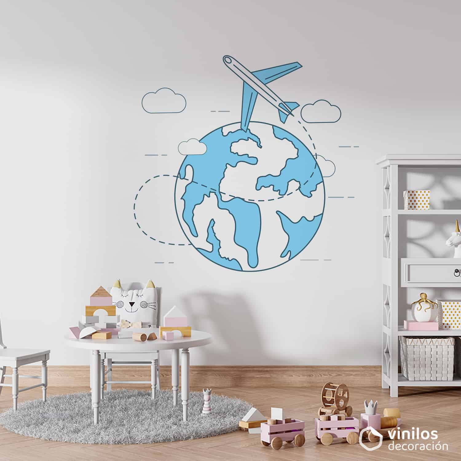 Mapamundi Mundo feliz - Blanco - Vinilos decorativos de pared